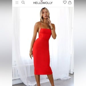 Hello Molly red midi dress- medium, can’t afford me mini dress, never worn w tag